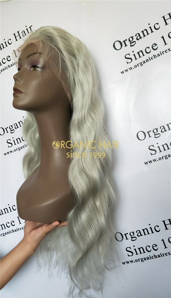 Wholesale glueless full lace human hair wigs Ice Green X38
